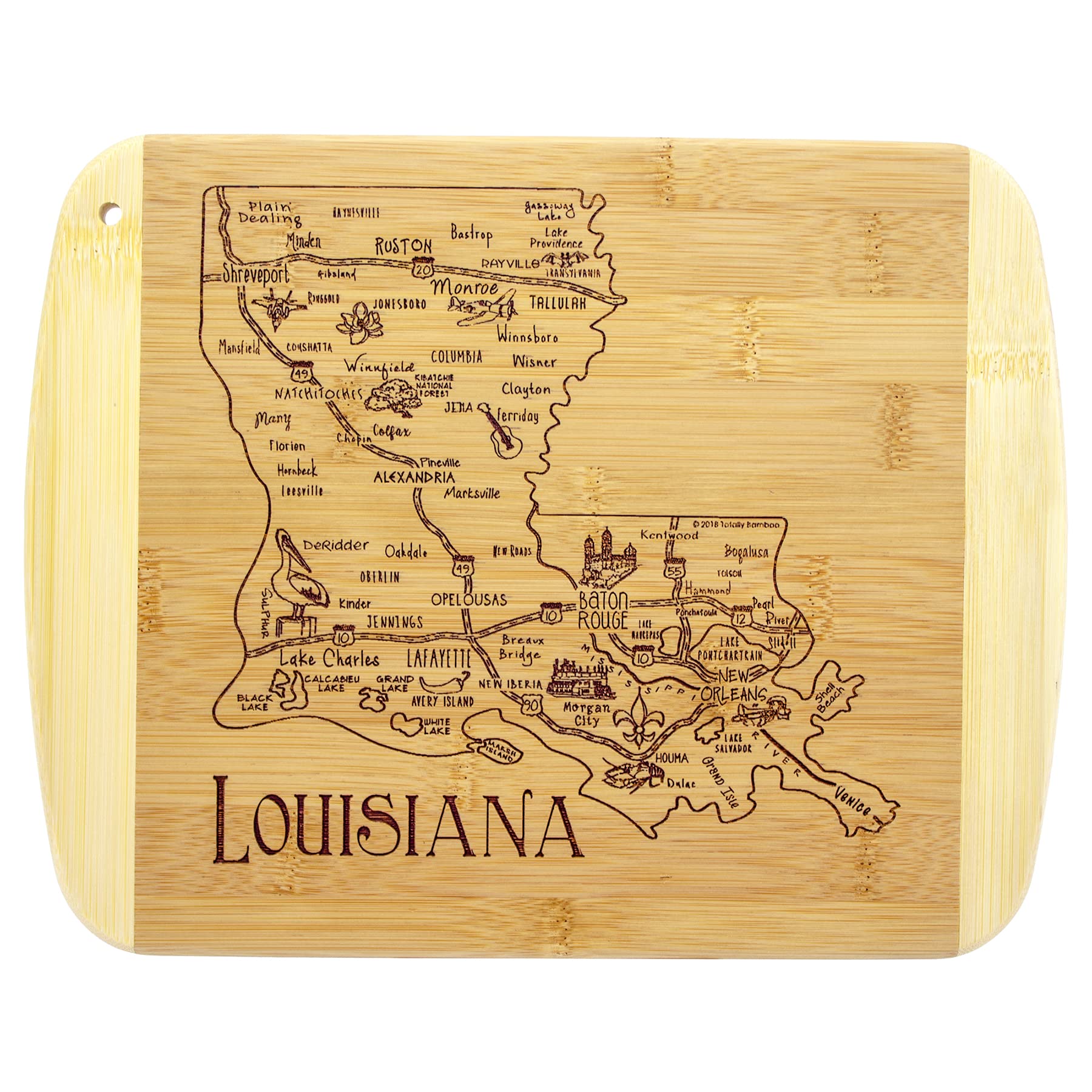 Totally Bamboo Louisiana: tabla para servir y cortar, diseño artesanal para la mesa