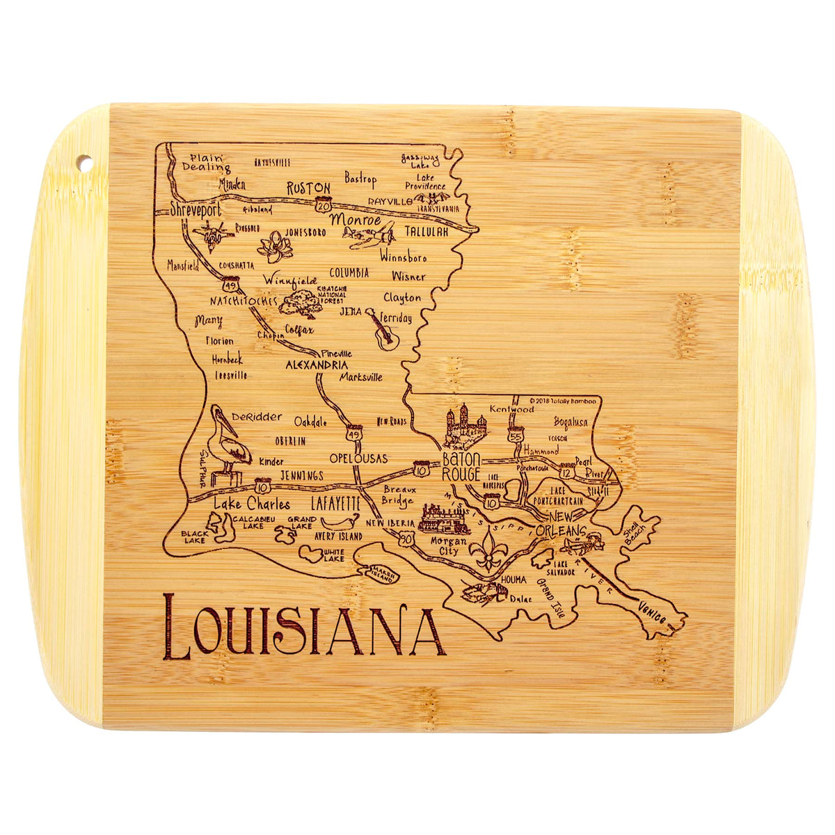 Totally Bamboo Louisiana: tabla para servir y cortar, diseño artesanal para la mesa