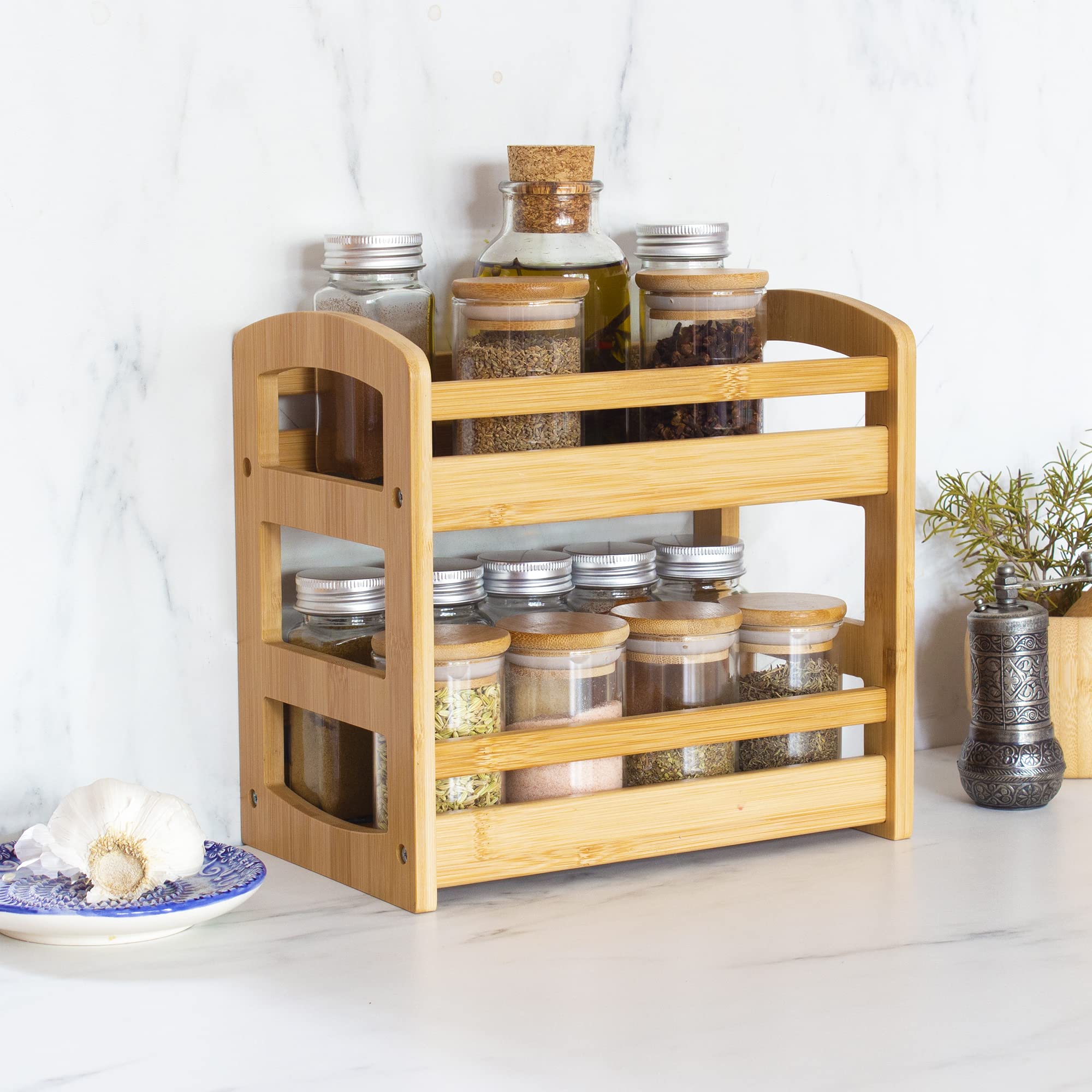 Totally Bamboo organizador de especias para encimera, optimiza el espacio de la cocina.
