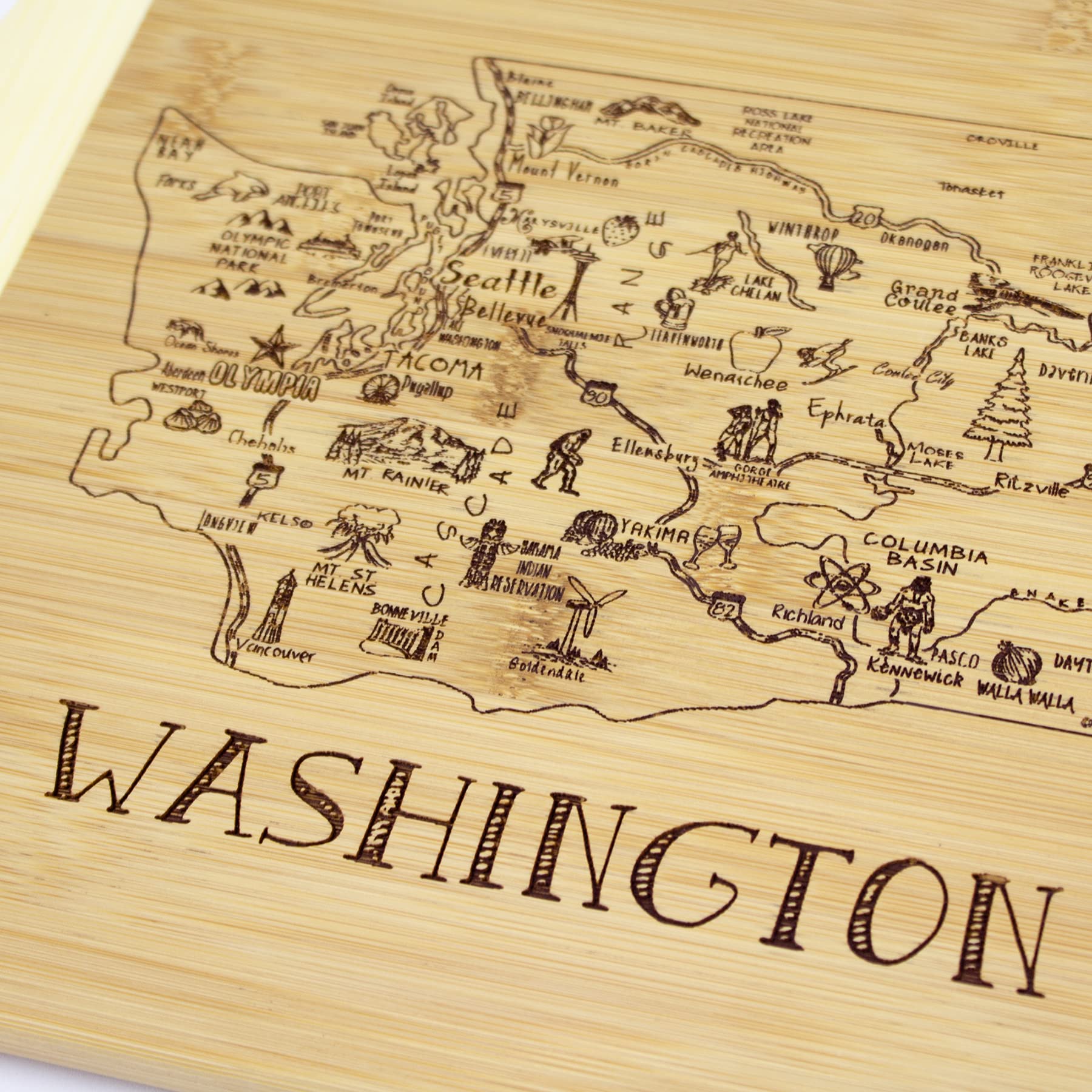 Totally Bamboo placa para servir Washington, resistente y apta para degustaciones y presentaciones.