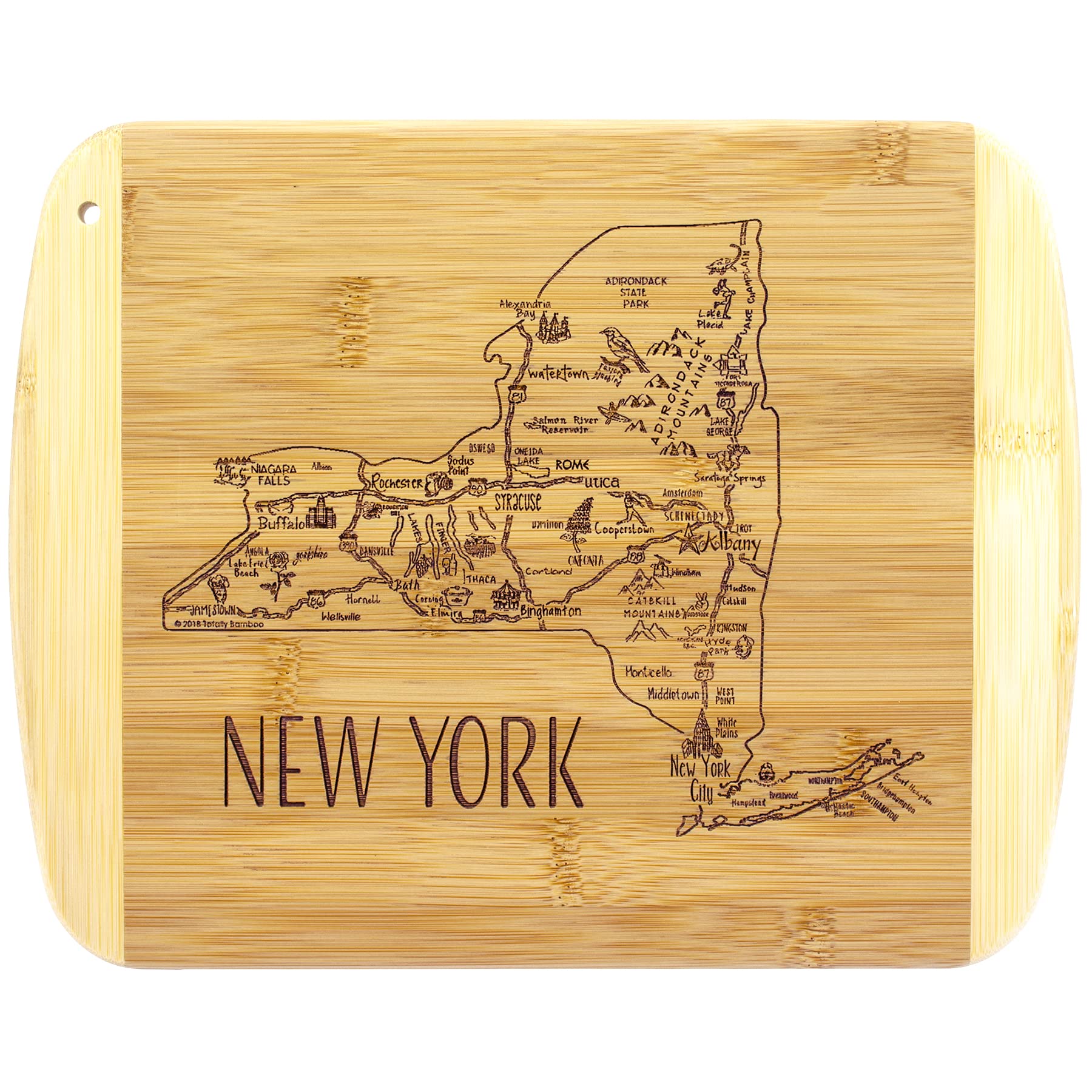 Totally Bamboo, rebanada de vida: tabla grabada para cortar y servir en Nueva York.