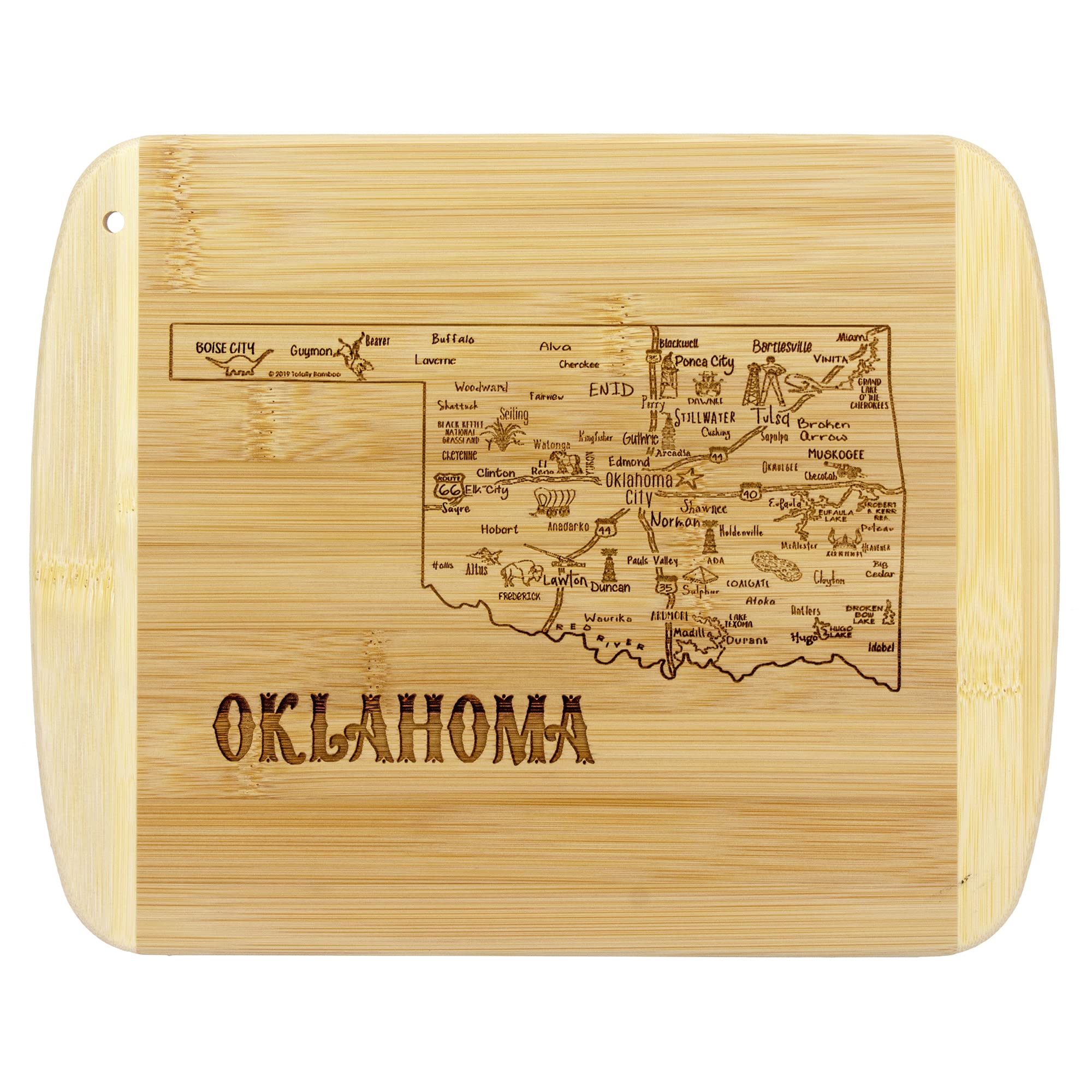 Tabla de Totally Bamboo rebanada de vida Oklahoma 11x8-75 para servir y cortar