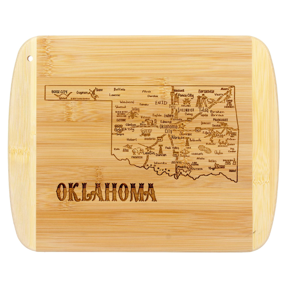 Tabla de Totally Bamboo rebanada de vida Oklahoma 11x8-75 para servir y cortar