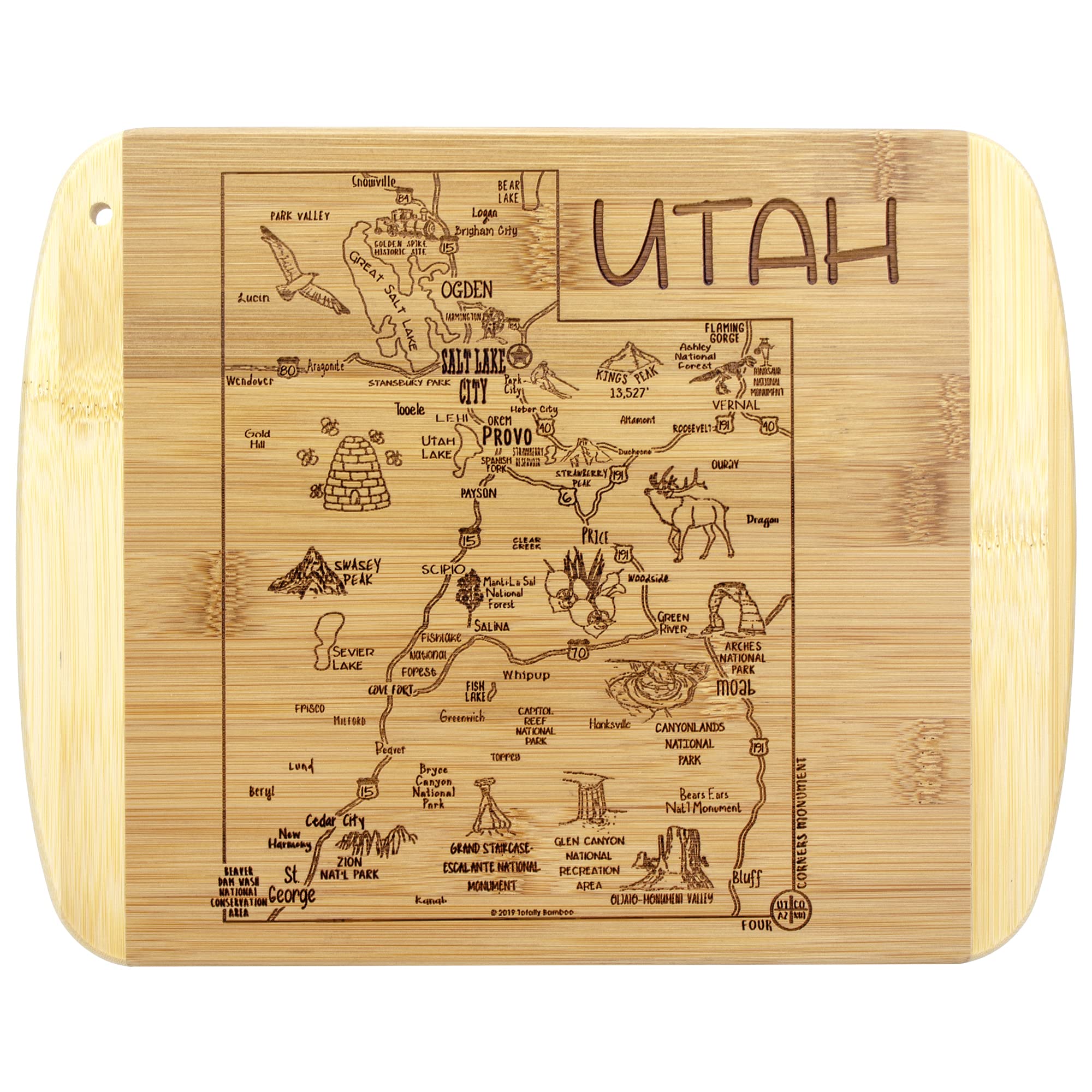 Totally Bamboo rebanada-vida-utah, tabla de corte elegante para la cocina