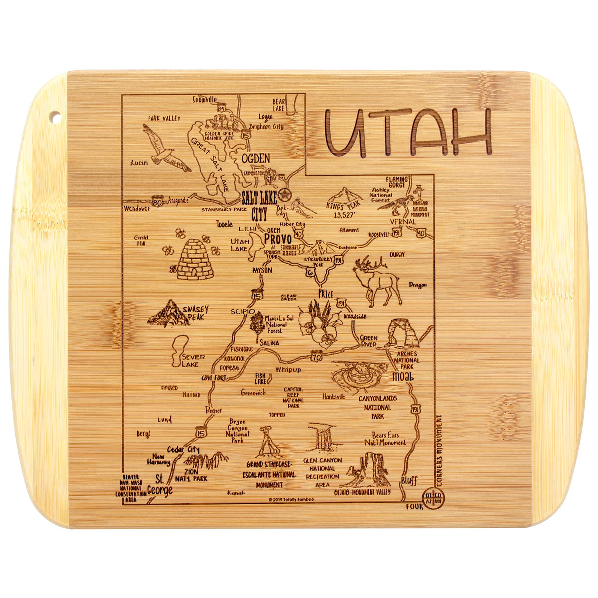Totally Bamboo rebanada-vida-utah, tabla de corte elegante para la cocina