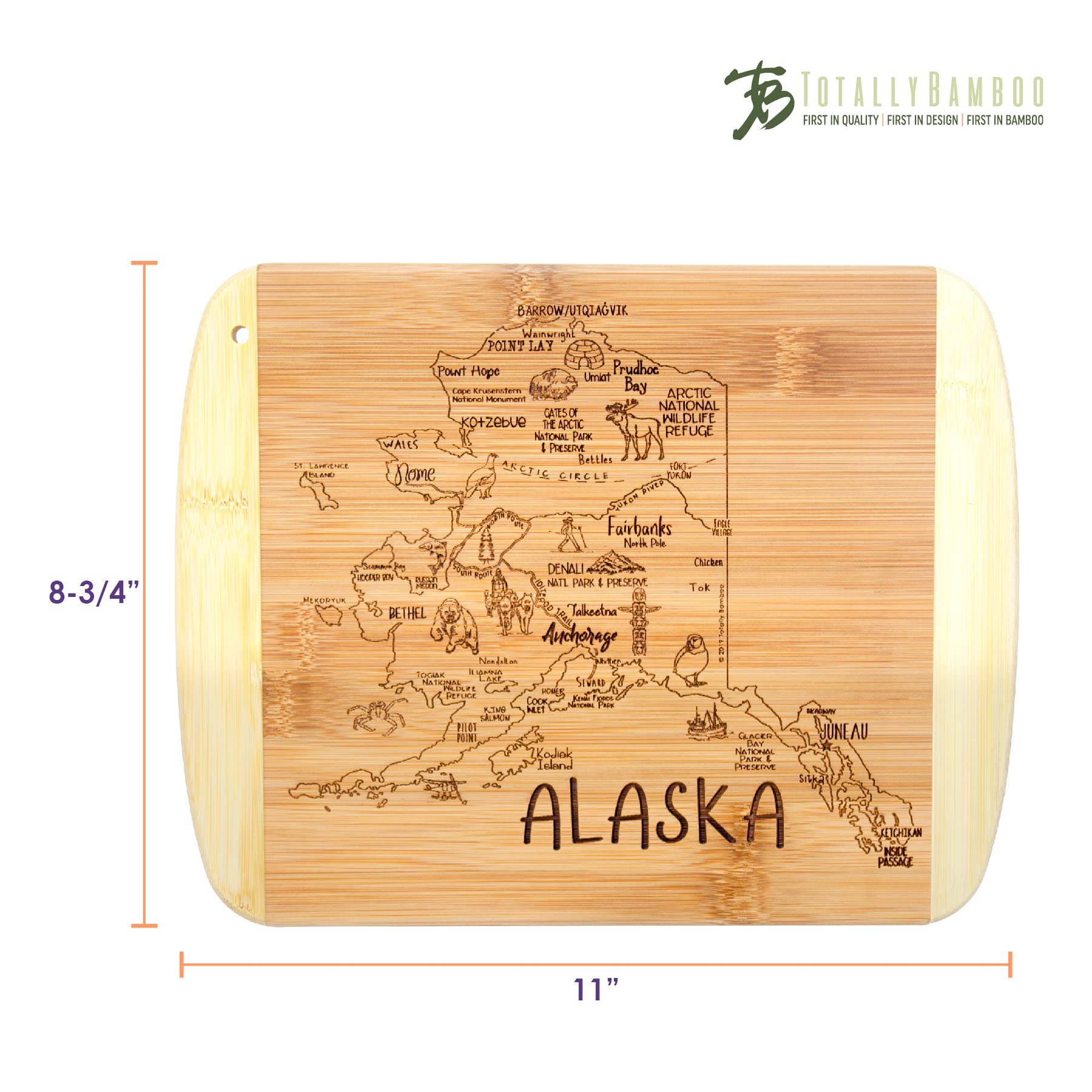 Totally Bamboo tabla Alaska ecoamigable de bambú Moso para cocina.