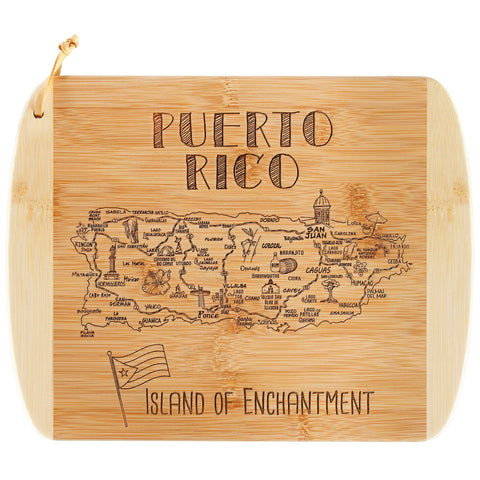 Totally Bamboo tabla Puerto Rico con arte grabado para servir con estilo.