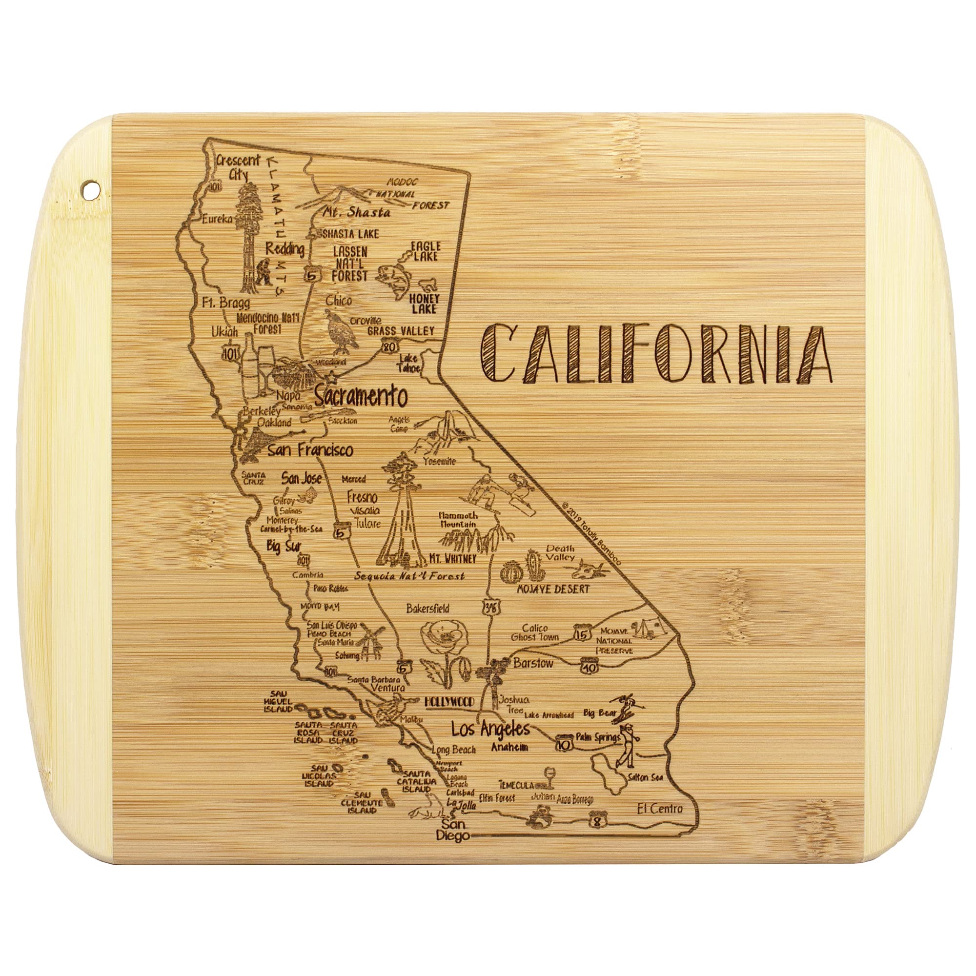 Totally Bamboo, tabla de corte California grabada para servir y cortar con estilo