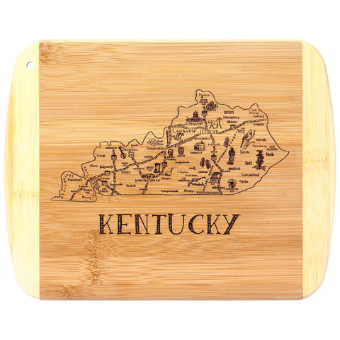 Totally Bamboo tabla de cortar Kentucky con grabado, ideal para servir y cortar con estilo.