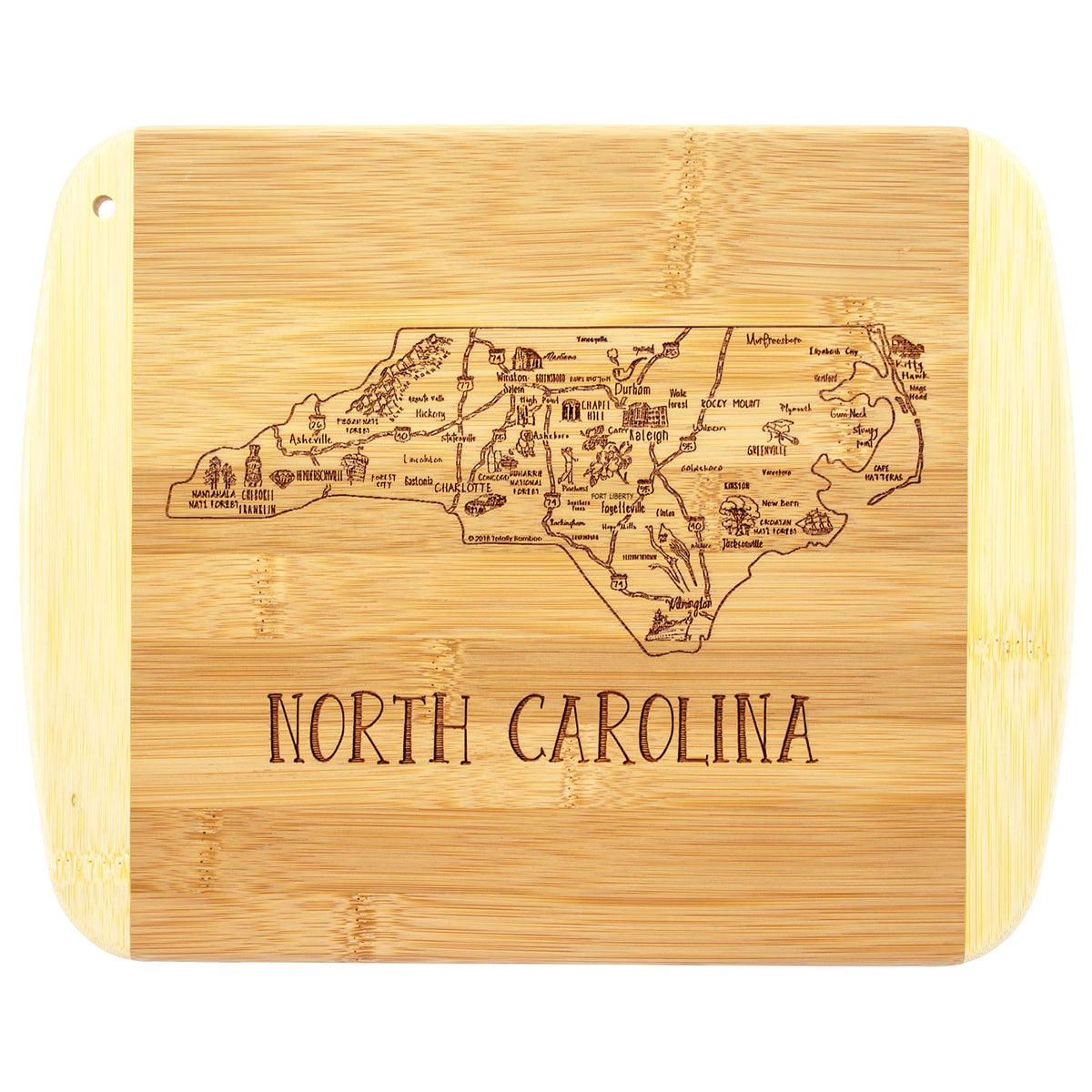 Totally Bamboo tabla-corte-nc-11x8-75: grabado de ciudades, ideal para cortar.