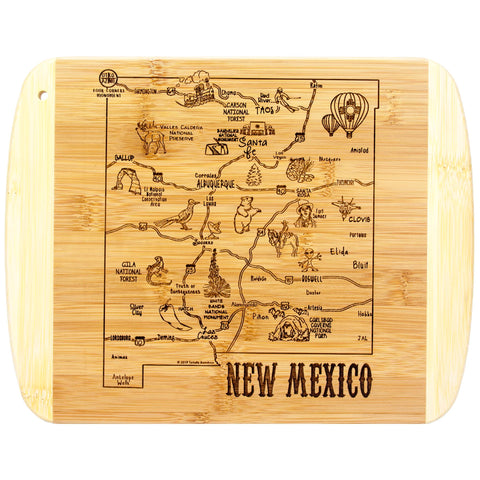 Totally Bamboo: tabla de corte nuevo-mexico grabado, ideal para servir y cortar con estilo en la cocina.
