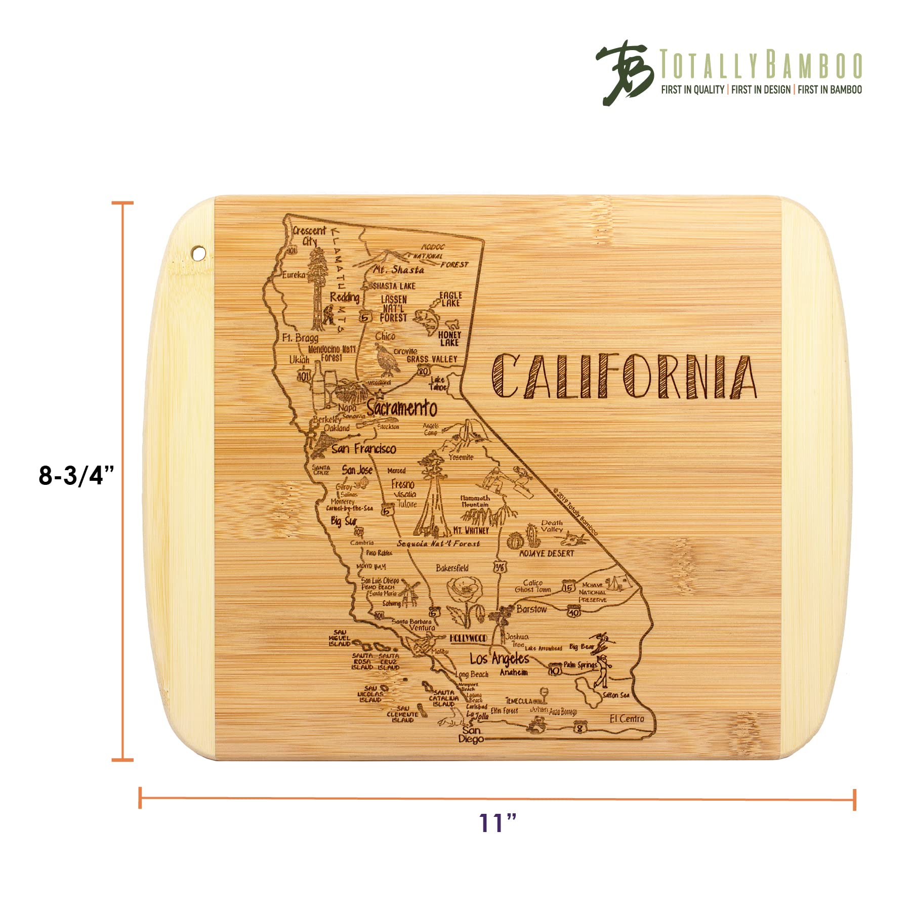Totally Bamboo, tabla California reversible para uso diario y servicio