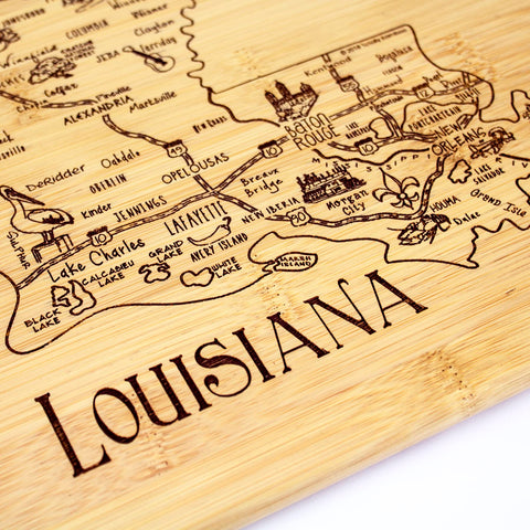 Totally Bamboo Louisiana: tabla de doble cara, lado para exhibir y lado para cortar