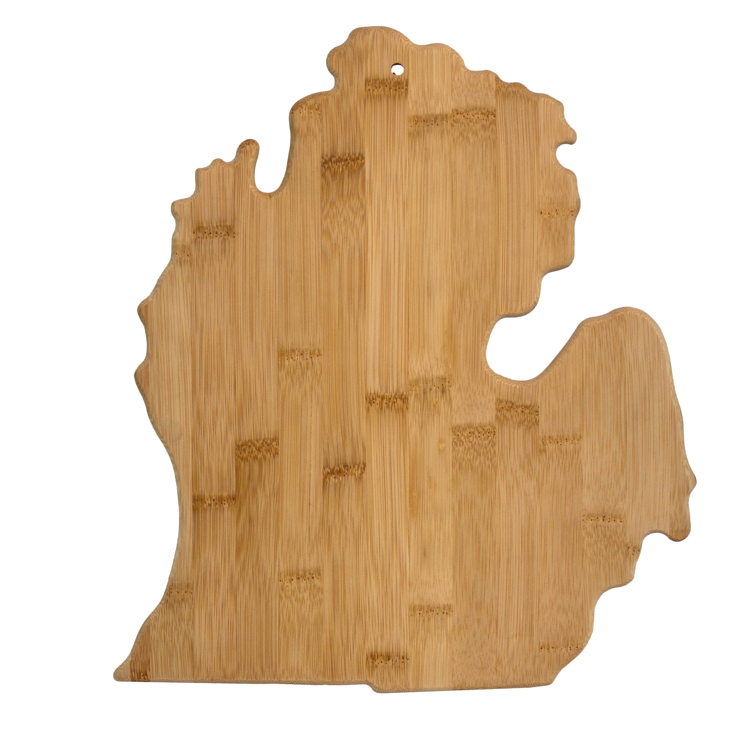 Totally Bamboo: tabla Michigan en forma de estado, ideal para servir aperitivos y destacar la decoración.