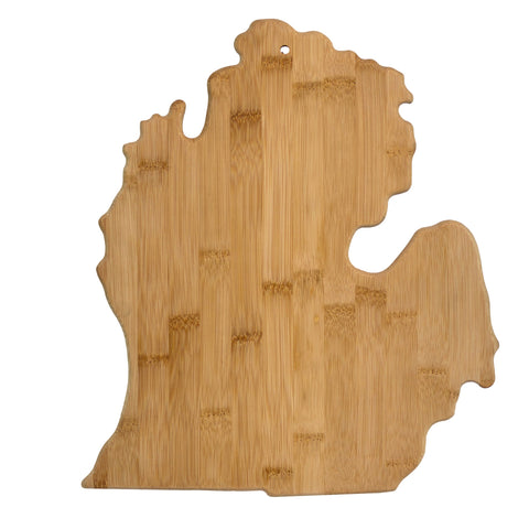 Totally Bamboo: tabla Michigan en forma de estado, ideal para servir aperitivos y destacar la decoración.