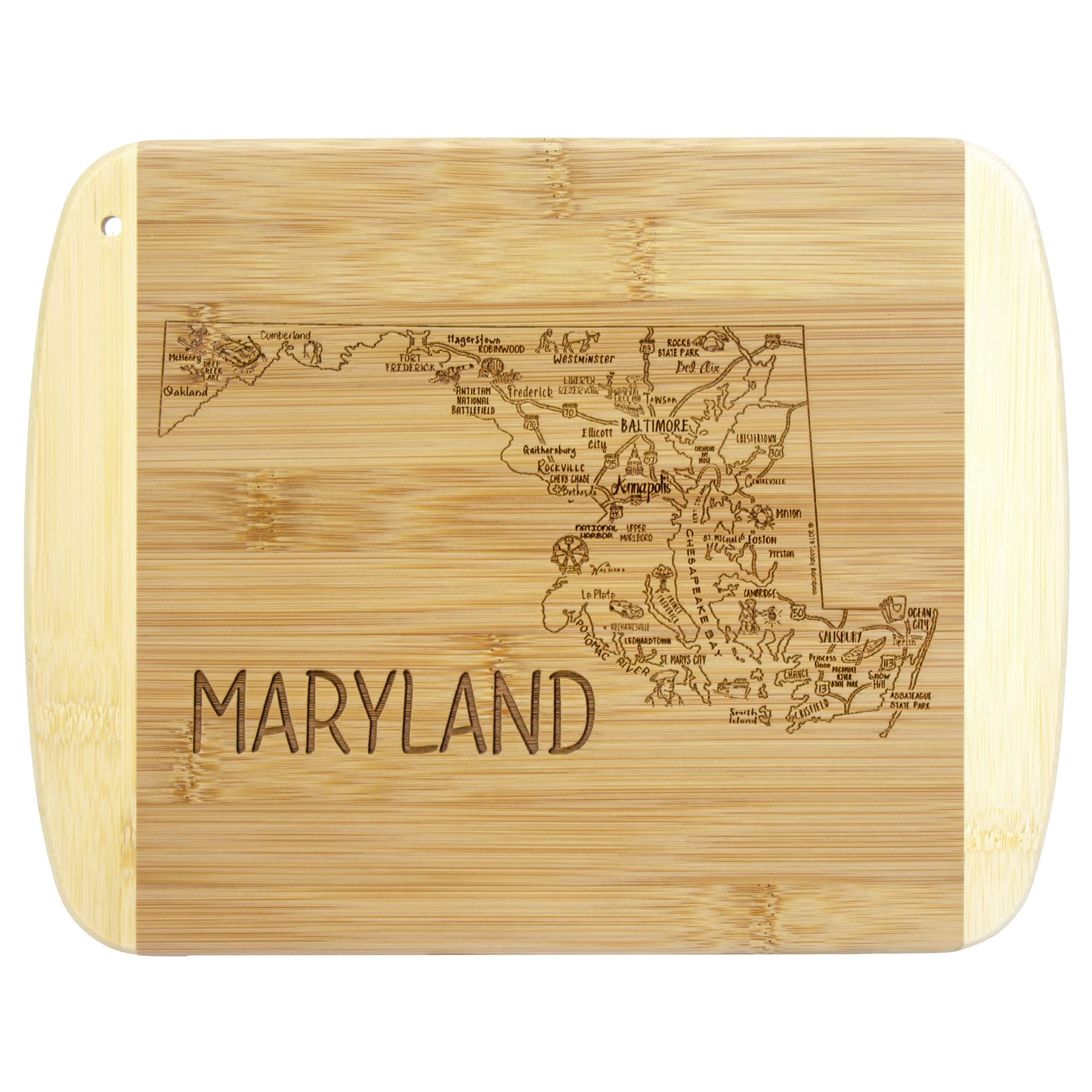 Totally Bamboo A Slice of Life: tabla-md-corte-servir con grabado detallado