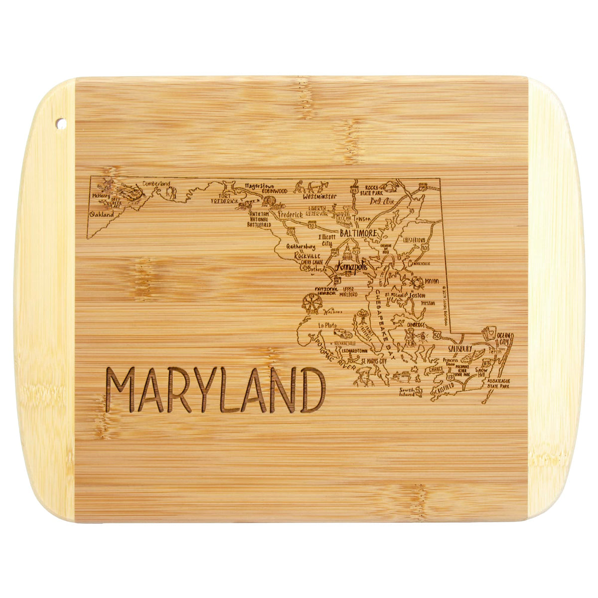 Totally Bamboo A Slice of Life: tabla-md-corte-servir con grabado detallado