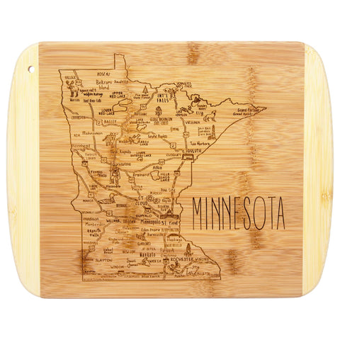 Totally Bamboo tabla Minnesota con arte grabado para servir y presentar.