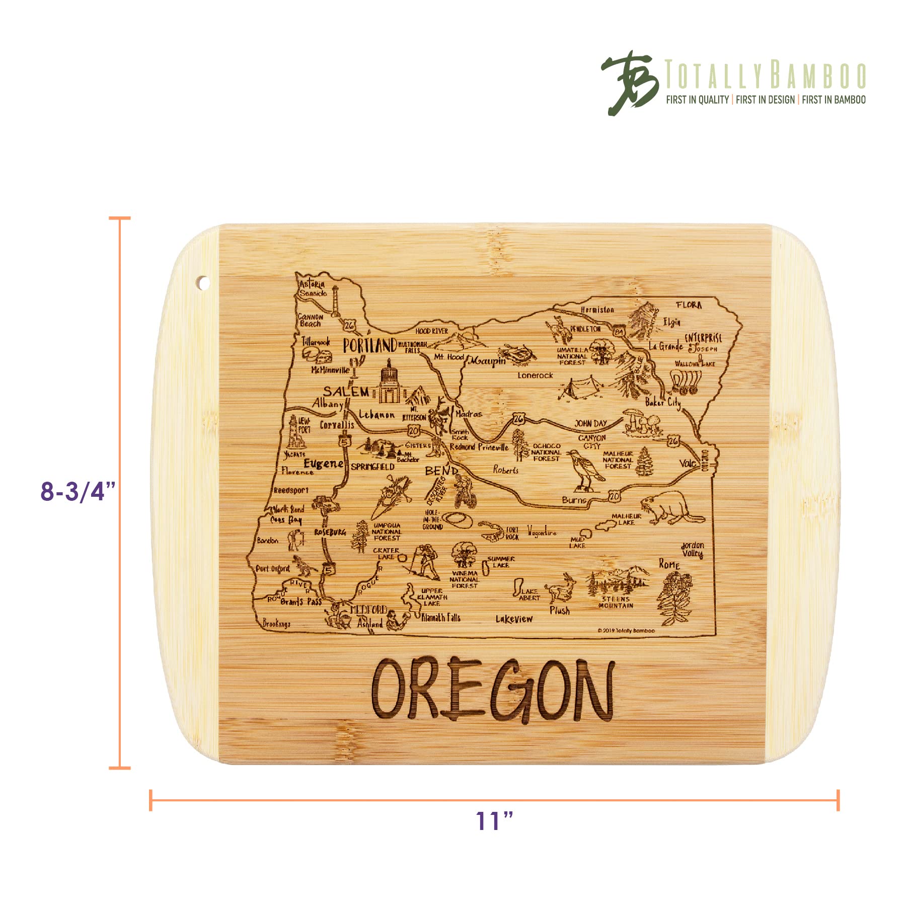 Totally Bamboo tabla Oregón, regalo ideal para amantes de la cocina y del estado