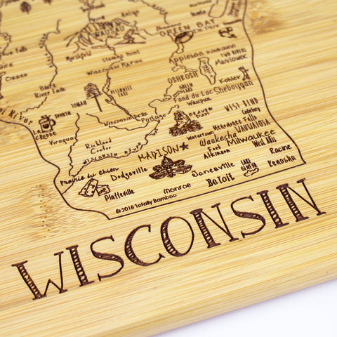 Totally Bamboo tabla para servir Wisconsin con diseño, ideal para reuniones.