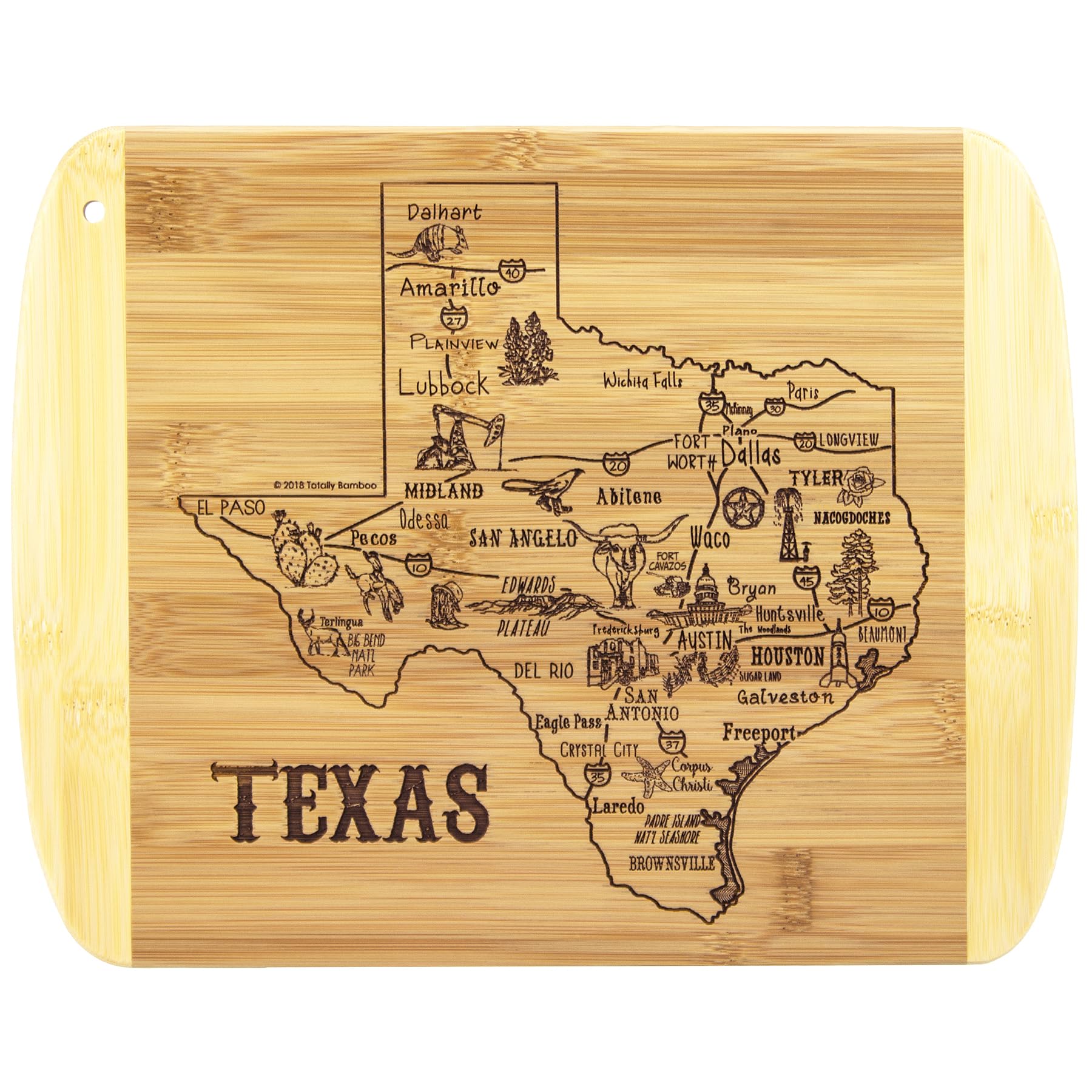 Totally Bamboo tabla-servir-cortar Texas 11x8.75 para cortar y presentar aperitivos.