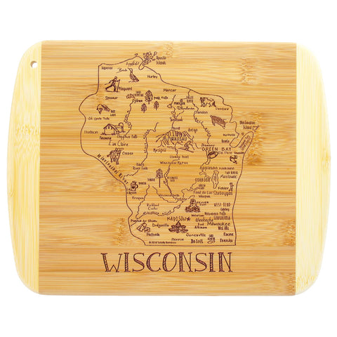 Totally Bamboo tabla Wisconsin con grabado general, ideal para servir con estilo.