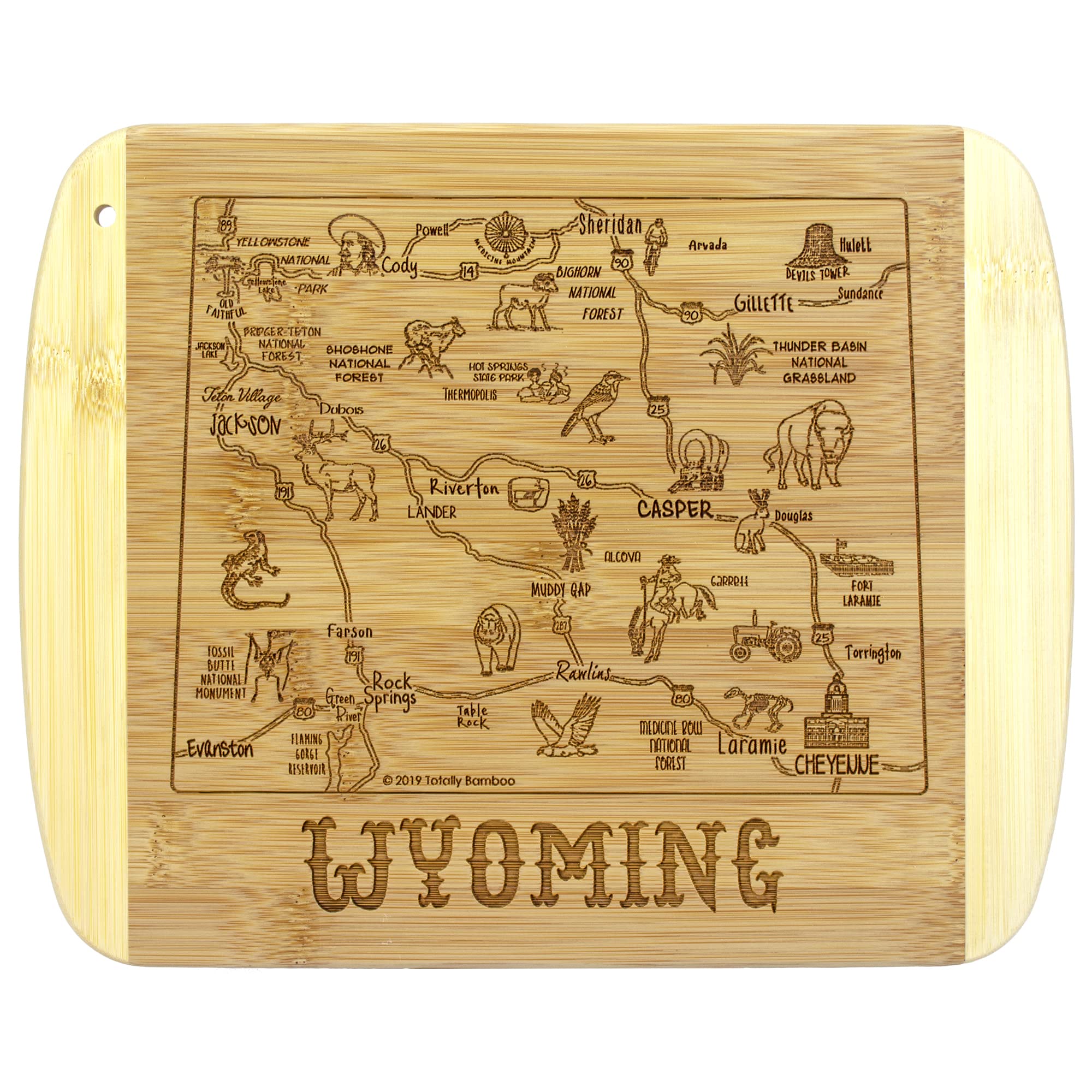 Totally Bamboo tabla Wyoming grabado, ideal para servir