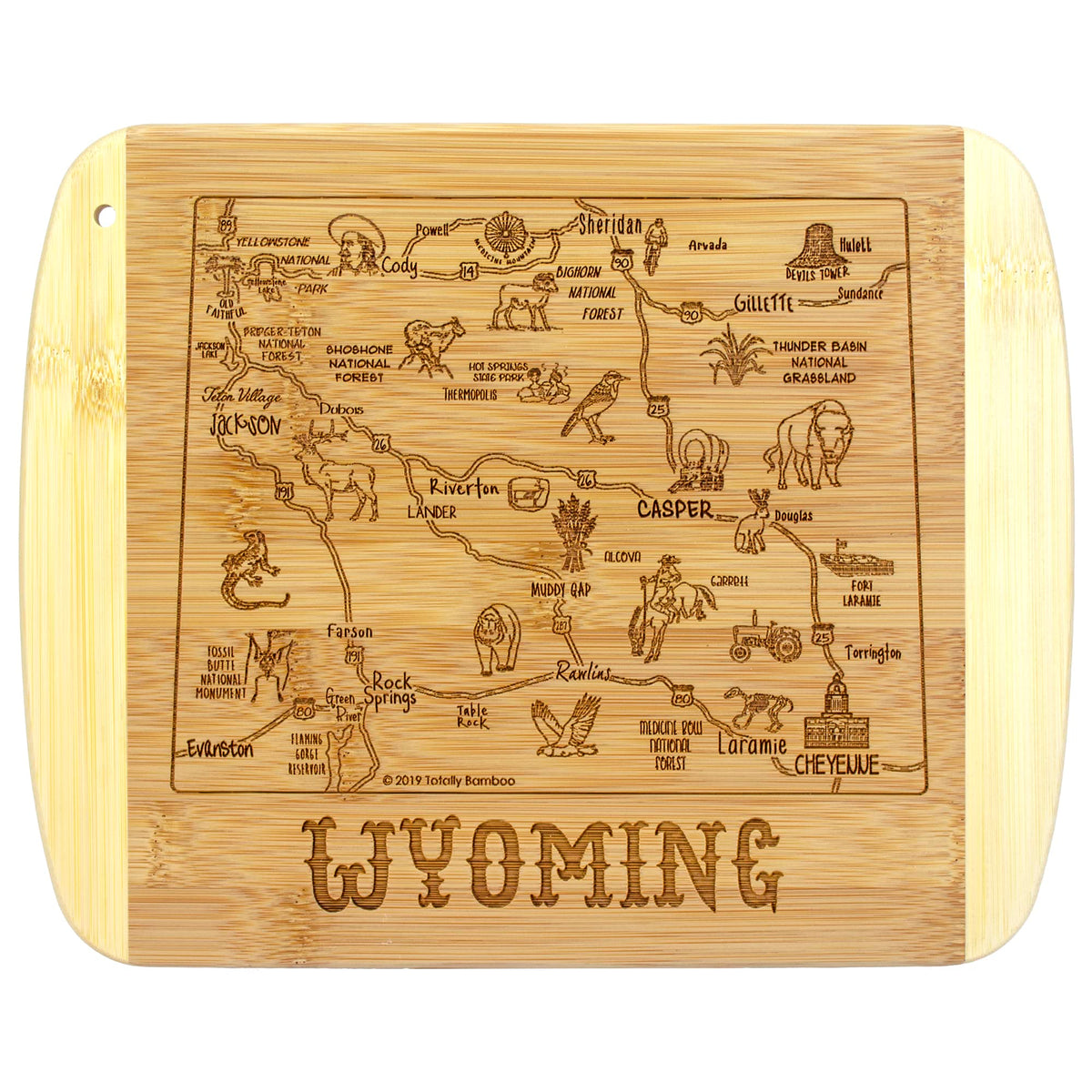 Totally Bamboo tabla Wyoming grabado, ideal para servir