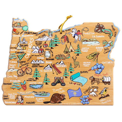 Totally Bamboo Oregon Map con arte Fish Kiss, ideal para decorar la cocina.