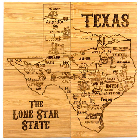Totally Bamboo Texas State Puzzle: diseño láser Texas en cada posavasos para un toque único