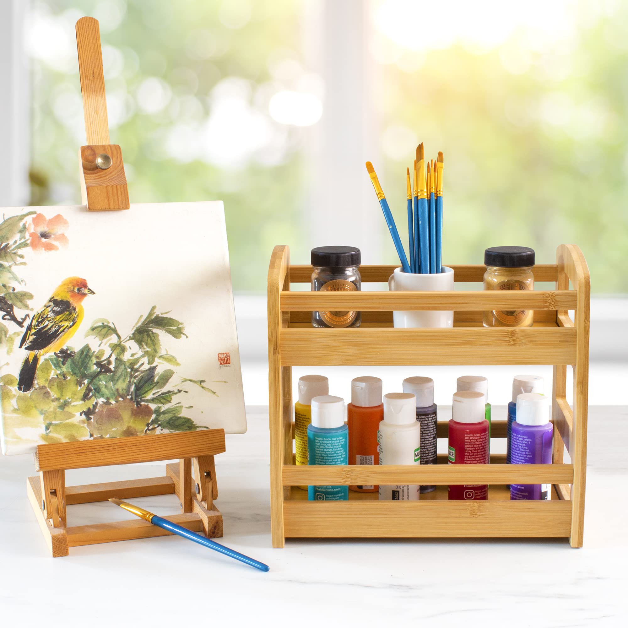 Totally Bamboo uso multifuncional en baño para almacenar pequeños artículos.
