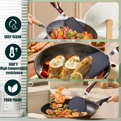 Totdtda espátula silicona pala grande para cocinar sin dañar utensilios antiadherentes.
