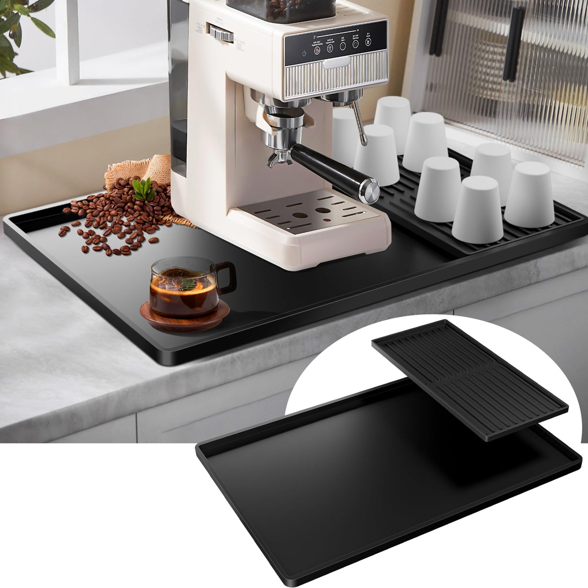 Tottist mat secado para platos, superficie absorbente, ayuda a secar vajilla rápidamente junto al fregadero.