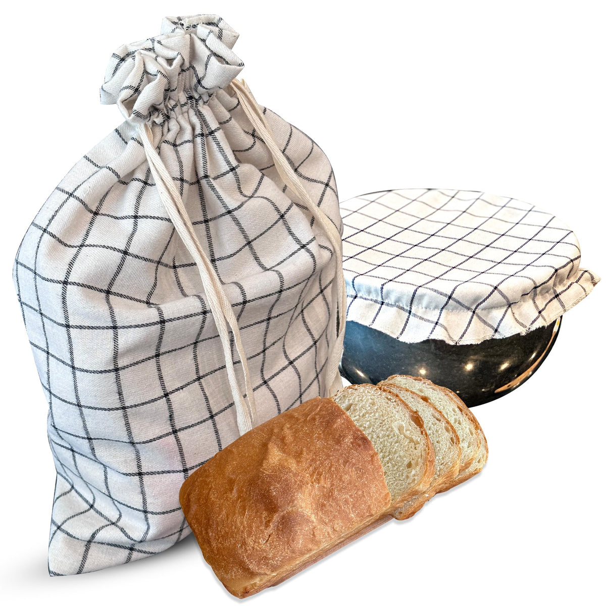 Touchet Heritage bolsa de pan de lino reutilizable con cordón mantiene el pan fresco por más tiempo.