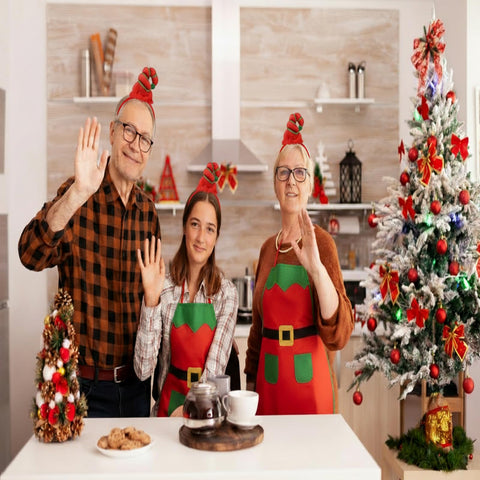 Conjunto Toulite: diademas y delantales duende para fiestas navideñas