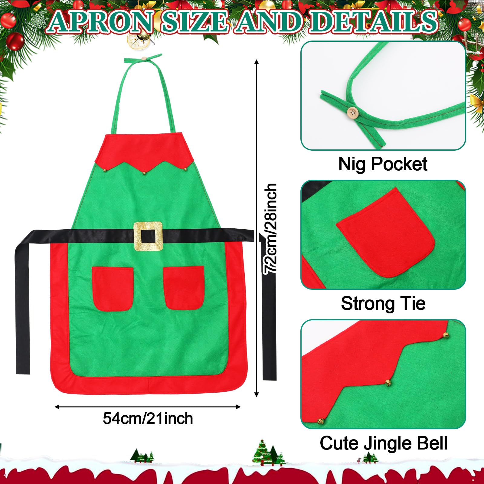 Delantal de elfo Toulite para Navidad, ideal para cocinar con color y alegría.