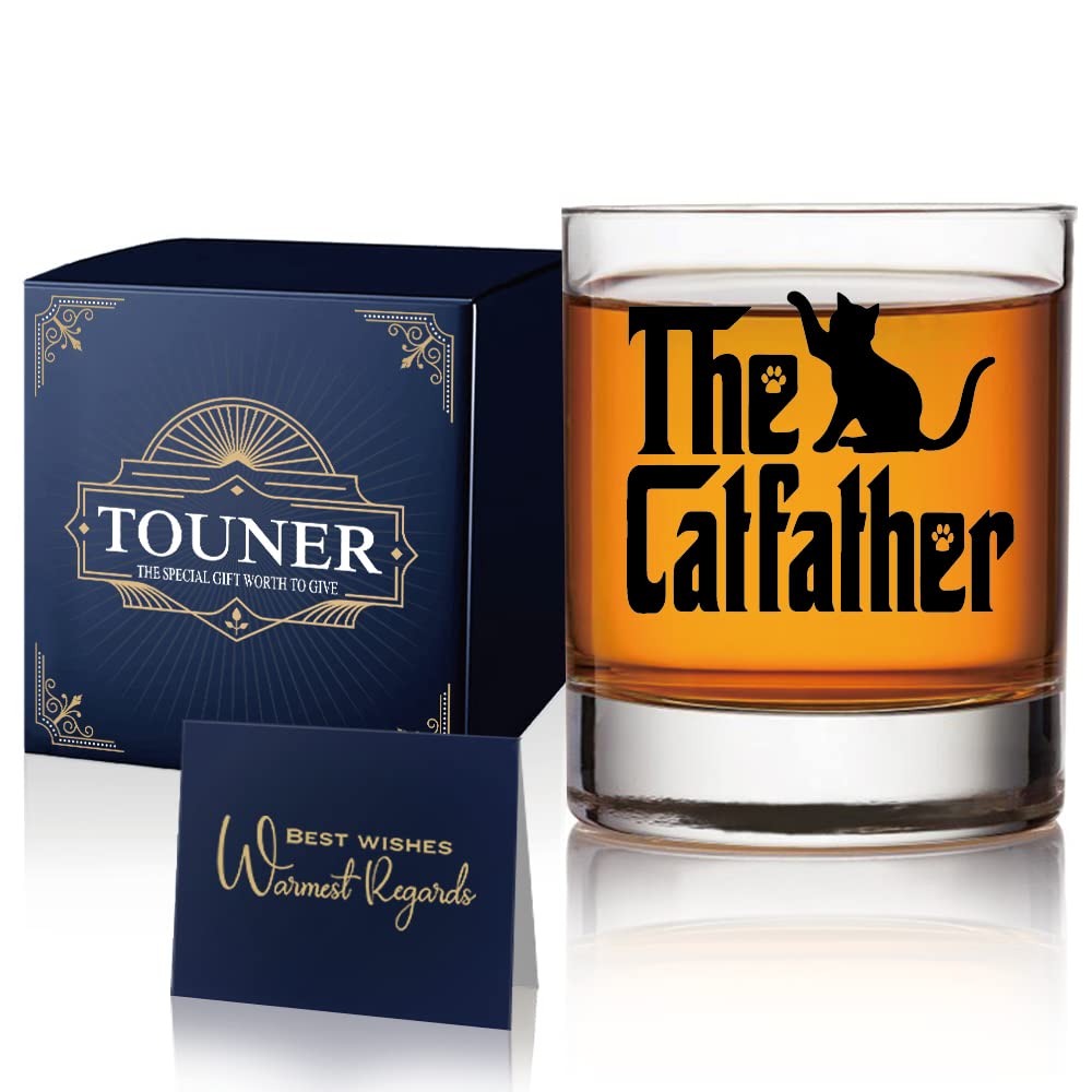 Vaso TOUNER Catfather dentro de empaque regalo, listo para sorprender al padre