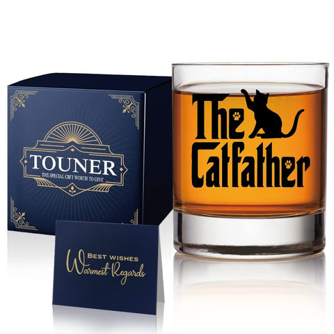 Vaso TOUNER Catfather dentro de empaque regalo, listo para sorprender al padre