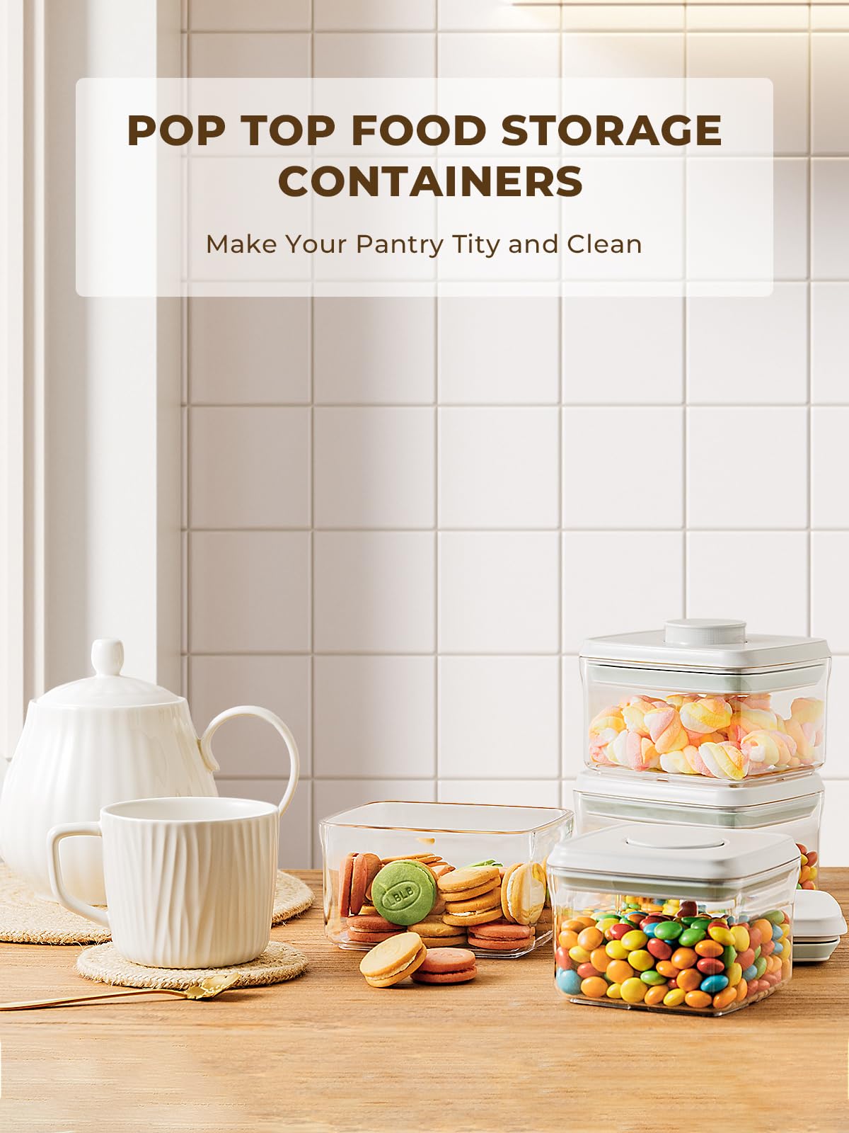 Contenedores de snack compactos y apilables de Tourdeus para despensa ordenada