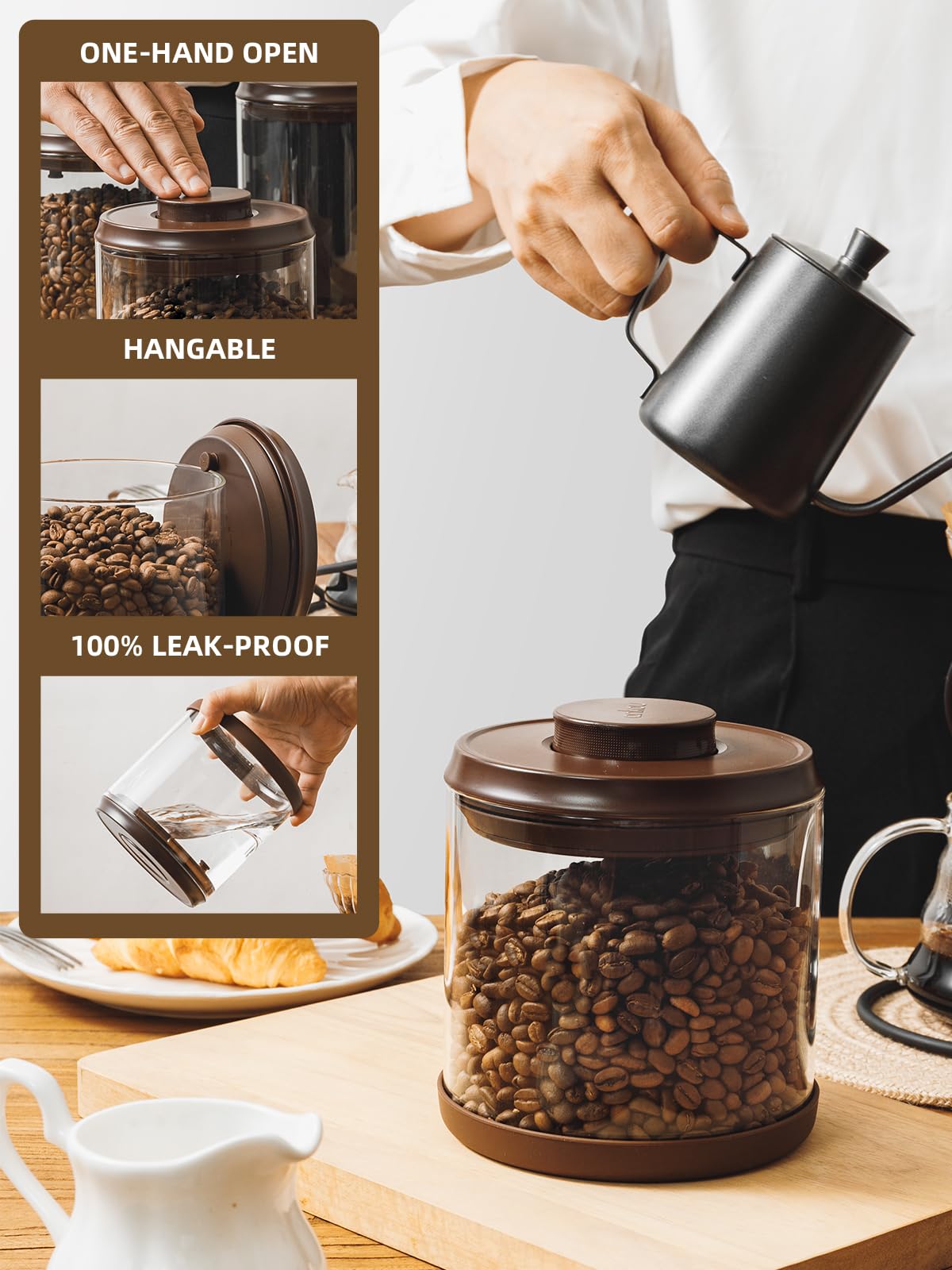 Tourdeus tapa pop facilita el acceso rápido al café molido.