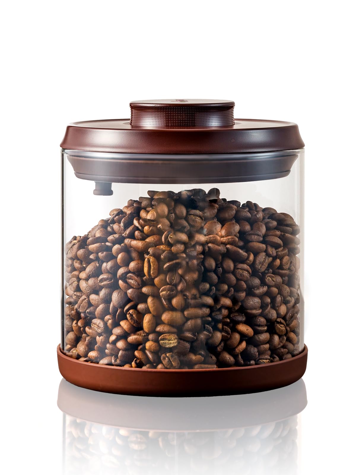 Tourdeus tarro hermético para café de 13 oz, vista frontal y claro para conservar frescura.