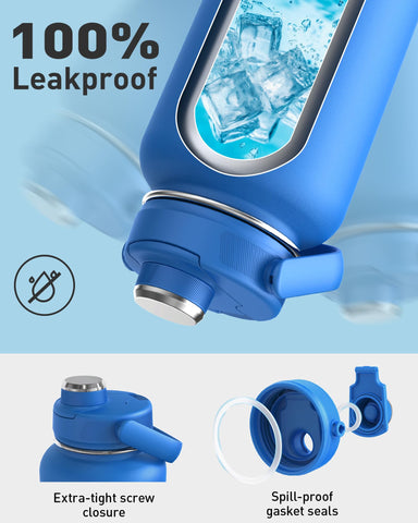 TOURIT botella aislada, acabado ecoamigable, sin BPA para un uso seguro.