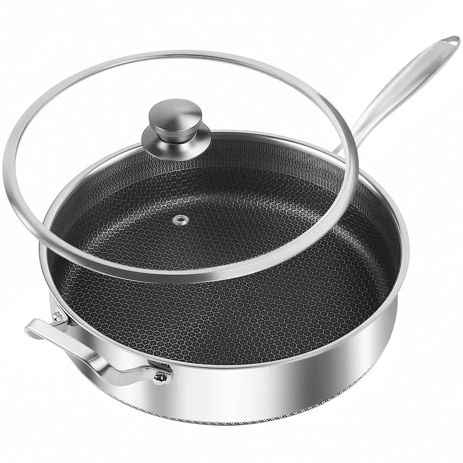 Toutrop sartén 34 cm con tapa para porciones grandes y calor uniforme.