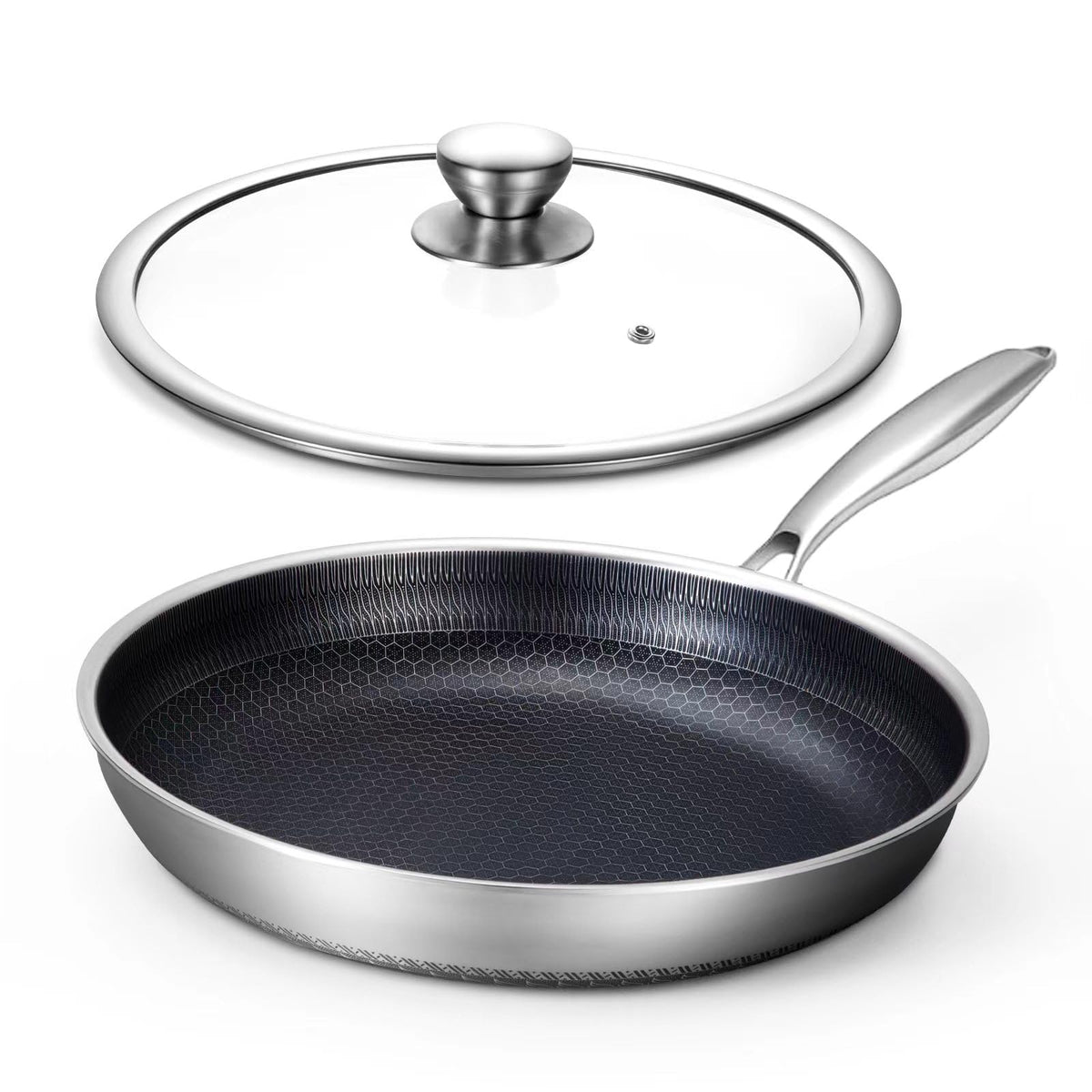 Sartén Toutrop híbrida 12 pulgadas con tapa, ideal para dorar y saltear con control.