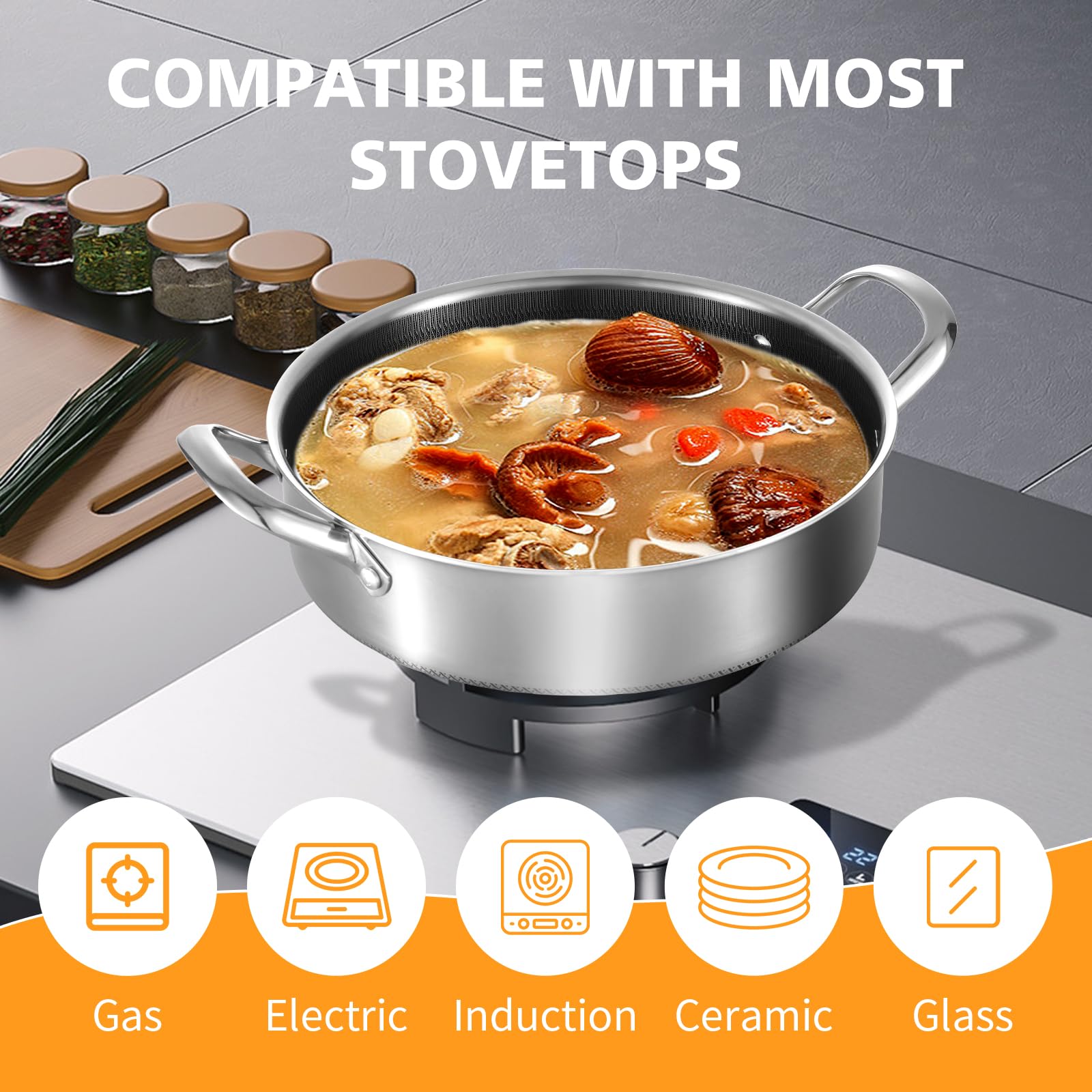 Toutrop sartén mango ergonómico mejora agarre y seguridad al cocinar.