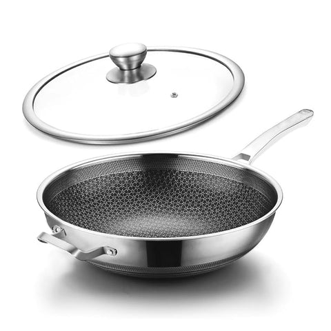 Toutrop Wok de 14 pulgadas con tapa para salteados uniformes y sabor