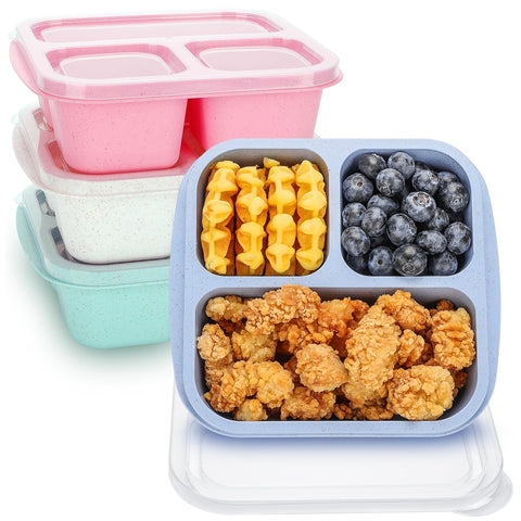 TOUWMX Bento para niños con 3 compartimentos, ideal para almuerzos escolares.