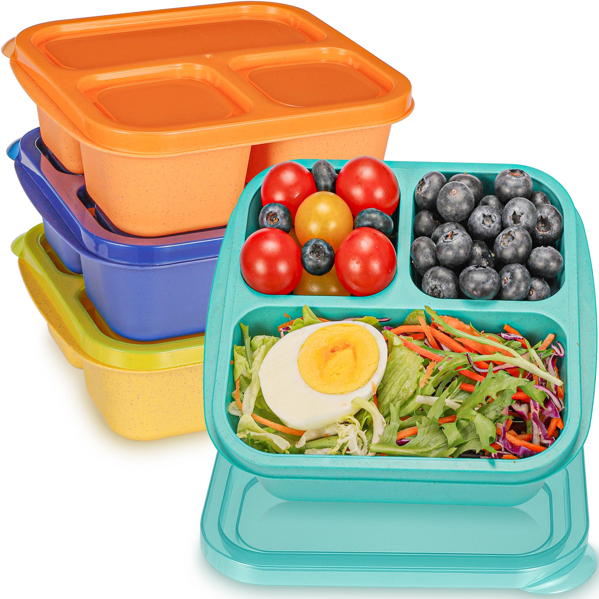 TOUWMX Bento de tres compartimentos, ideal para ordenar comidas para la escuela o el trabajo.