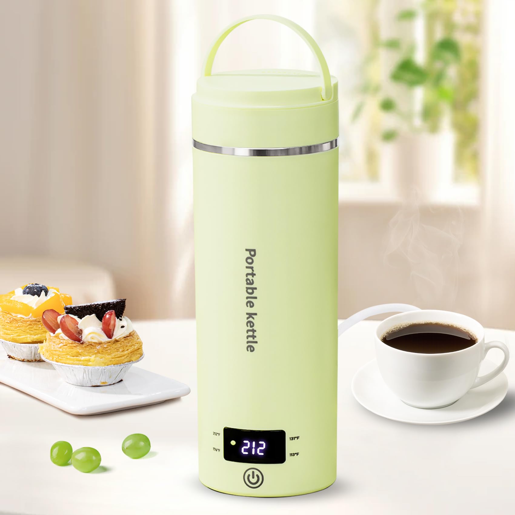 Touxila tetera eléctrica de viaje 400 ml, hervido rápido para café o té.