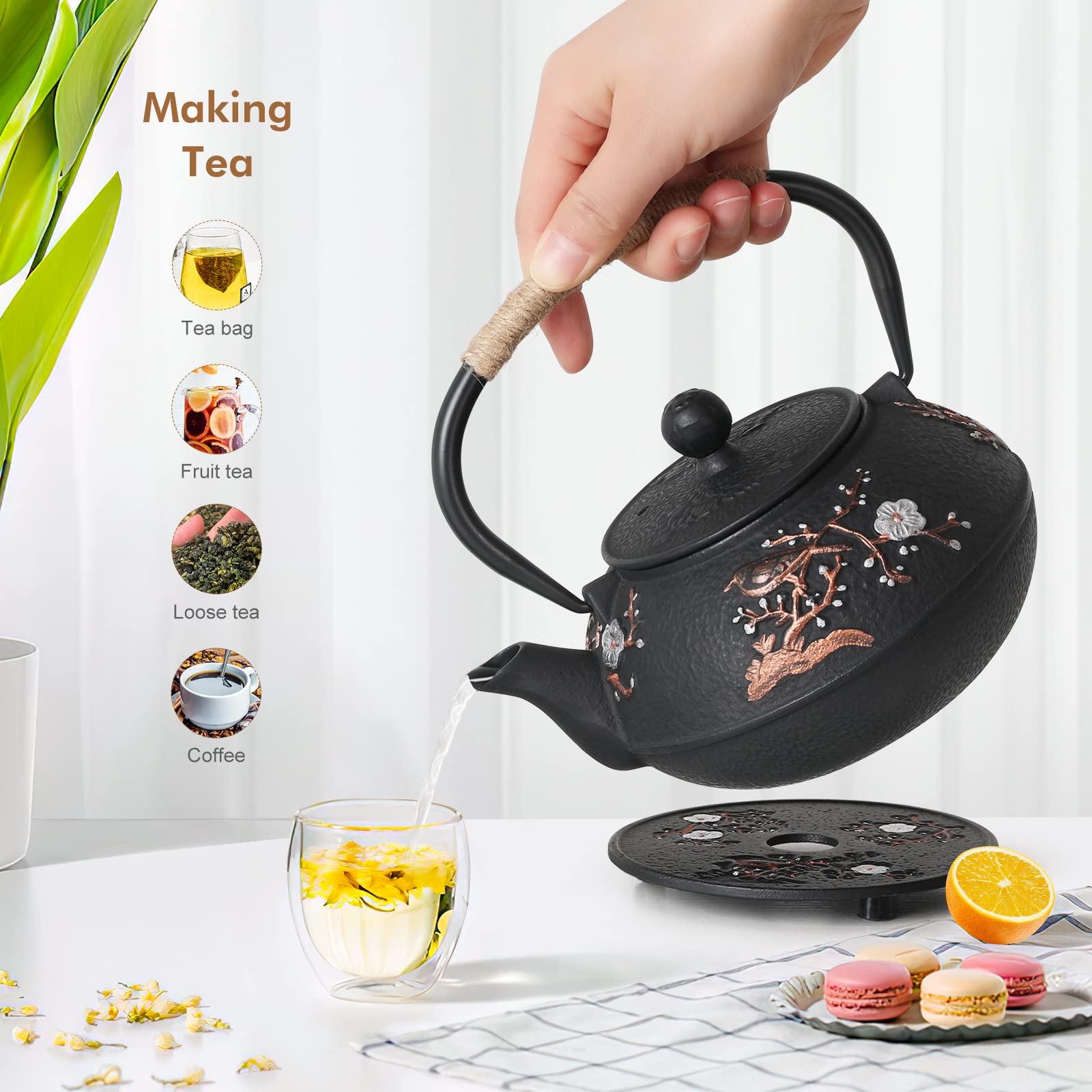 Tovacu patrón Mirlos y Ciruelo, diseño elegante que realza la cocina.